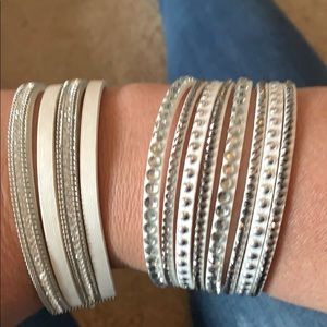 Two leather wrap bracelets.